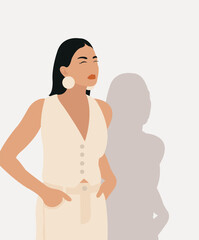 Illustration of a beautiful girl on a grey background.