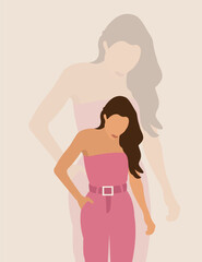 Illustration of a cute girl on a light brown background.
