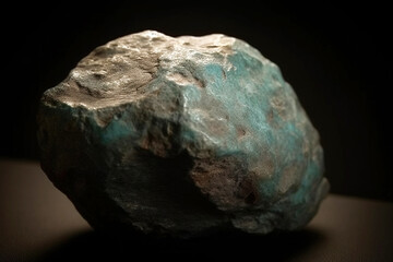 Naklejka premium Moolooite fossil mineral stone. Geological crystalline fossil. Dark background close-up.