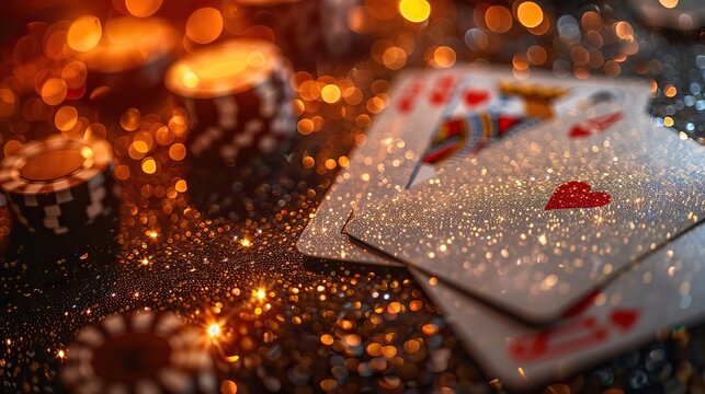 rendering of gambling cards poker blackjack baccarat gold.stock image