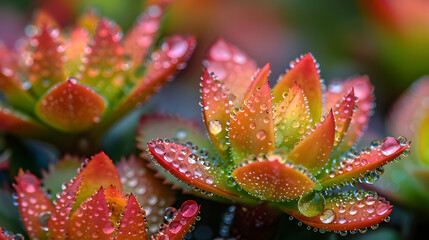 A close-up of nature marsh plants with dew drops