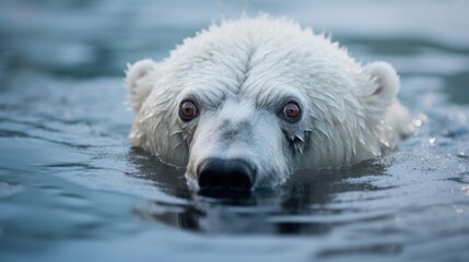  a polar bear stranded on a melting ice floe, 