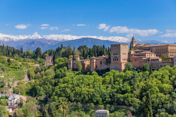 Alhambra palace with the Sierra Nevada