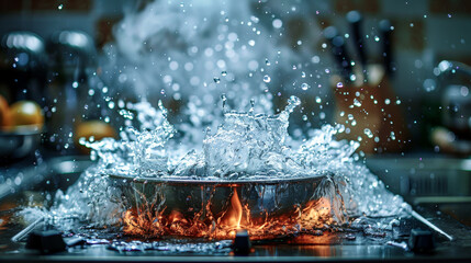 Boiling water in the pot