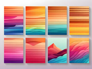 Fototapeta premium set of banners vector, business, card, banner, design, set, illustration, color, web, template, pattern, wave, colorful, header,Ai generated 