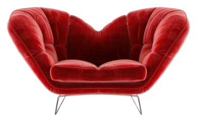 PNG Red heart shape sofa furniture armchair cushion.