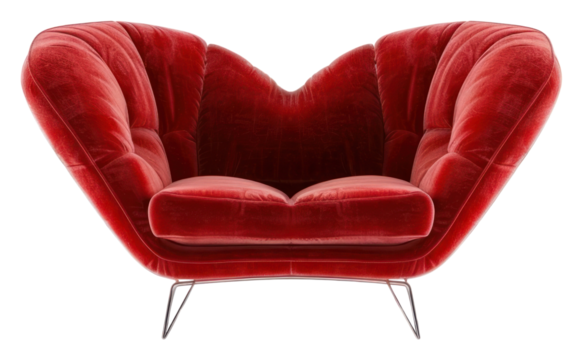PNG Red heart shape sofa furniture armchair cushion.