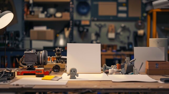 Creative Clay Stop Motion Animator's Business Card Set with Miniature Props and Camera