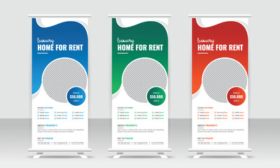 Real estate agency  roll up banner or pull up banner design template