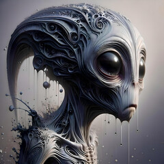 sad alien abstract, moody, upset, 