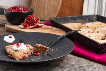 Whole-wheat, pomegranate scones just out of the oven.
