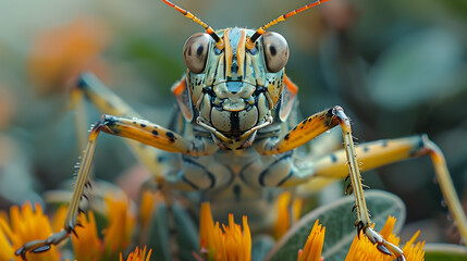 A close-up of nature savannah insects resting on plants