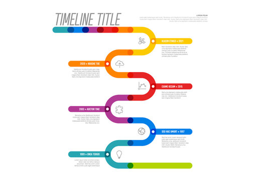 Thick line rainbow Infogrpahic timeline with branches template