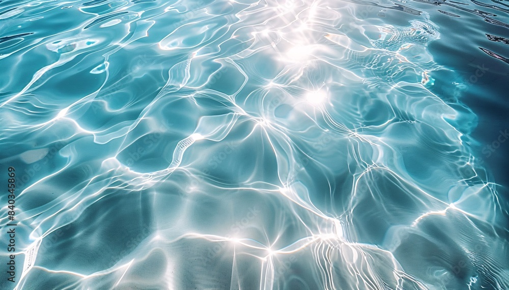 Poster sunlit ripples on crystal clear water surface creating a mesmerizing pattern of light and shadows