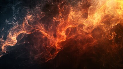 Fototapeta premium Abstract Fiery and Smoky Background with Vibrant Orange and Dark Blue Swirls of Smoke and Light