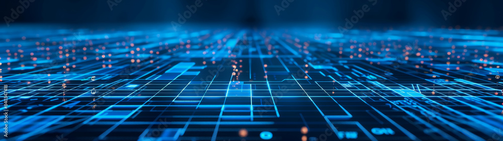 Poster network lines and dots of global connectivity and data transmission