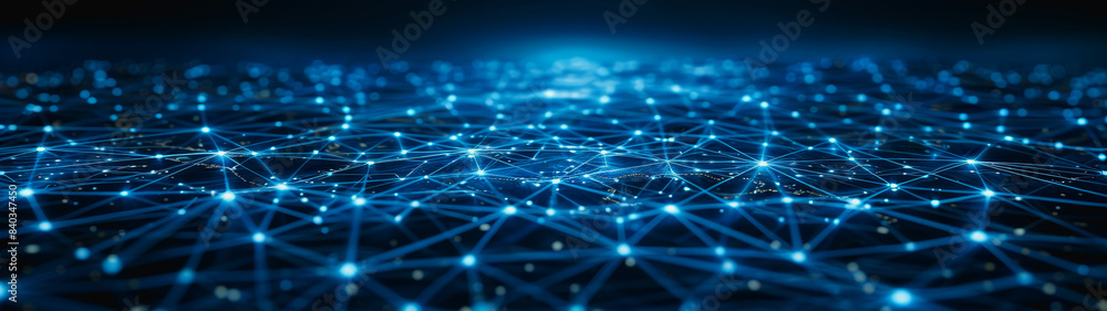 Poster network lines and dots of global connectivity and data transmission