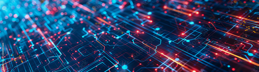 Poster network lines and dots of global connectivity and data transmission