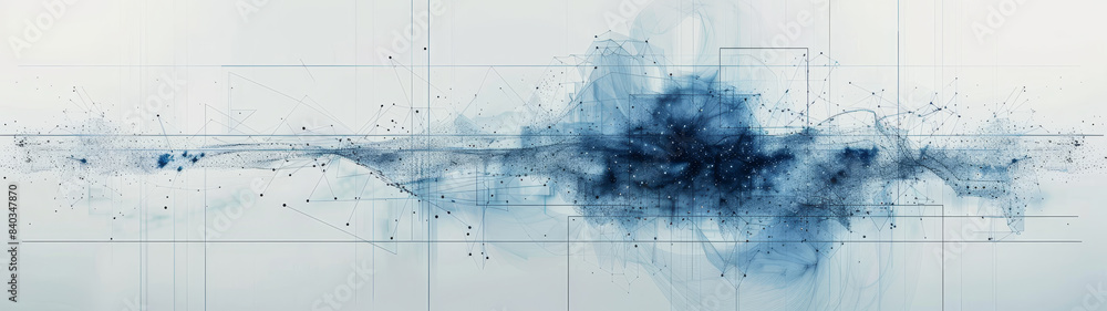 Poster network lines and dots of global connectivity and data transmission