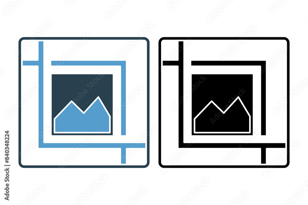 Poster crop image icon. icon related to edit tool. suitable for web site, app, user interfaces, printable e