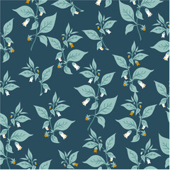 Seamless pattern with wildflowers, repeating texture of floral leaves, hand drawn vector background. Perfect for wrapping paper, wallpaper, fabric, texture and other printing.