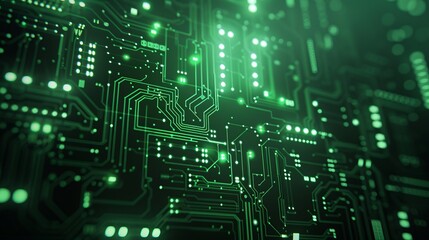Obraz premium Futuristic Green Circuit Board: Minimalist Symmetry in Modern Technology