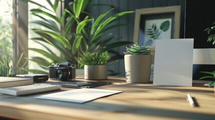 Fototapeta premium Sustainable Living EcoFriendly Office with EnergyEfficient Gadgets and Green Living Guide