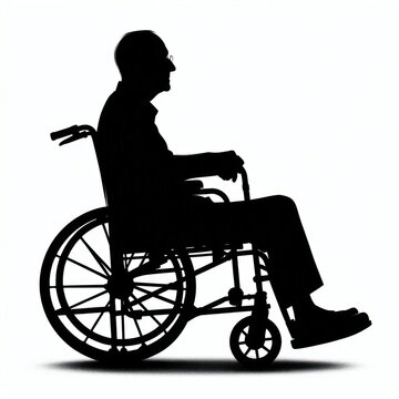 recommend clip art: silhouette old person disabled on wheelchair isolated on a white background