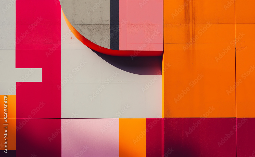 Poster minimalistic geometric setup with pastel-colored spheres, cubes, and frames creating a serene, balan