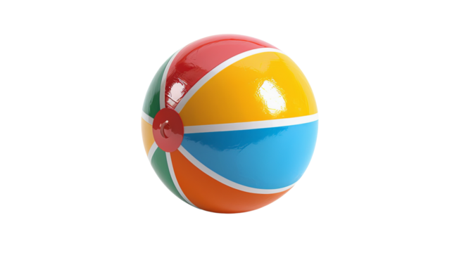 Bright colorful beach ball isolated on white background. Perfect for summer, vacation, and fun in the sun imagery.