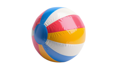 Colorful inflatable beach ball isolated on white background. Perfect for summer, beach, and pool activities.