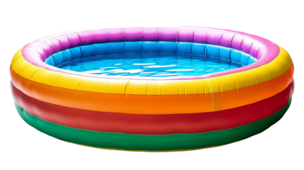 Colorful inflatable pool filled with water, perfect for summer outdoor fun and relaxation. Ideal for backyard activities and cooling off.
