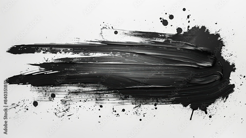 Aufkleber paintbrush with splattered effect in dirty style isolated black ink stencils for graphic design text