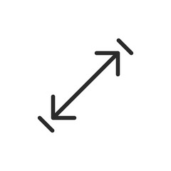 Diagonal resize, linear style icon. Diagonal arrow indicating resize or scaling. Editable stroke width.