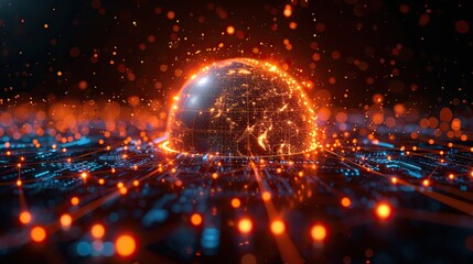 Obraz premium hologram of planet earth globe of digital data and technology.stock image