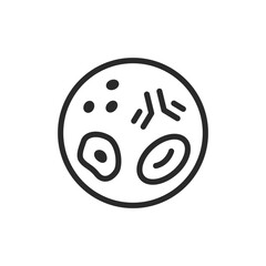 Blood cell analysis, linear style icon. Immunoglobulin, lymphocyte, erythrocyte, platelet. Editable stroke width