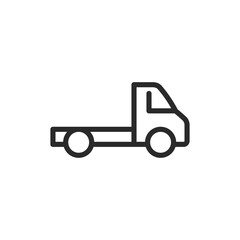 Flatbed truck, linear style icon. Side view of a flatbed truck. Editable stroke width.