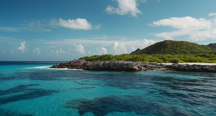 Fototapeta premium empty ocean reef landscape banner copyspace background