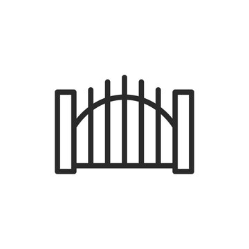 recommend clip art: Arched gate, linear style icon. traditional or decorative fence gate. Editable stroke width.