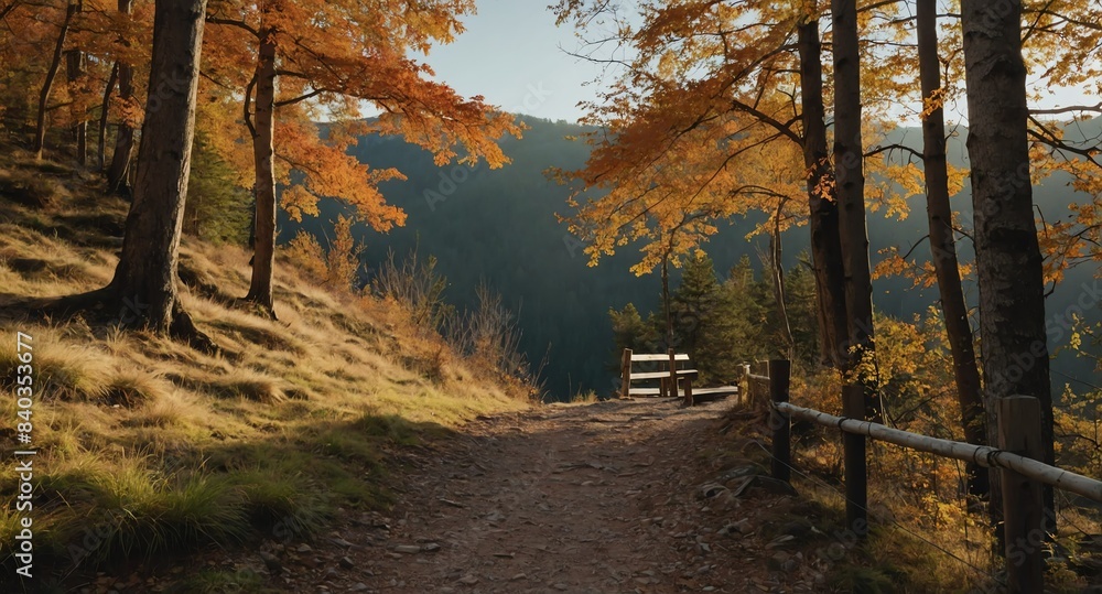 Canvas Prints empty autumn hiking trail landscape banner copyspace background