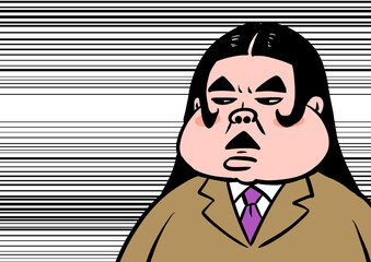 仏頂面の男性のイラスト