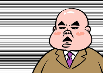 仏頂面の男性のイラスト