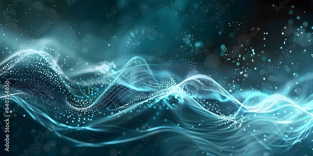 Aufkleber bright particle wave with soundreactive music visualization. concept music visualization, particle e