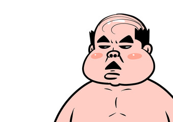仏頂面の男性のイラスト