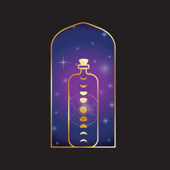 Moon phases Magic potion glass vial
