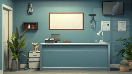 Modern Veterinary Clinic Professional Setting with Stethoscope Business Cards and Animal Toys