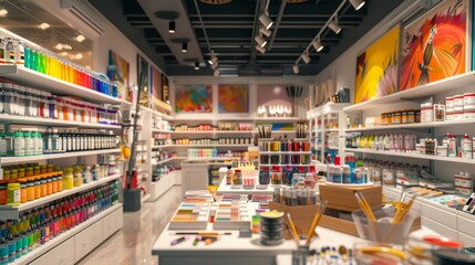 Colorful Art Supplies Store Business Cards and Paints Galore for Creative Inspiration