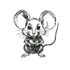 black sketch of transparent wild rat Png