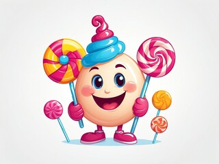 smiling cute candy cartoon clipart on plain white background