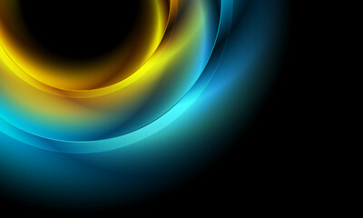 Blue and yellow bright glowing glossy circles abstract background. Vector futuristic tech design